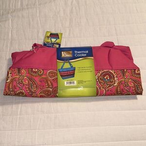 LWO Large Fuchsia Pink Paisley Zip Top Thermal Cooler Bag